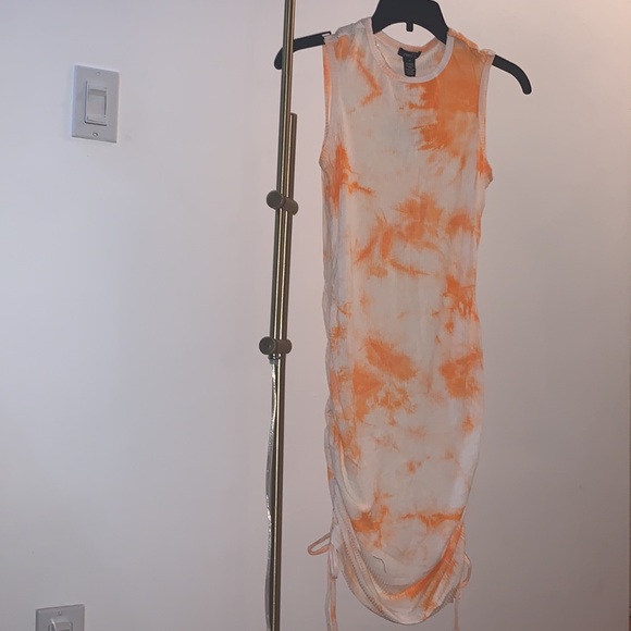 Cream Tie Dye Ruched Side Mini Dress - Picture 3 of 9
